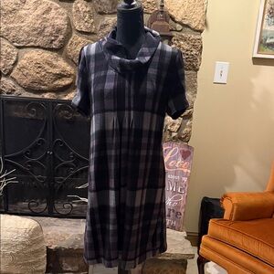 Chic Cowl Neck Plaid Mini Dress